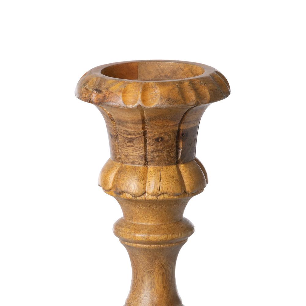 Carved Wood Pillar Candle Holder. Picture 2
