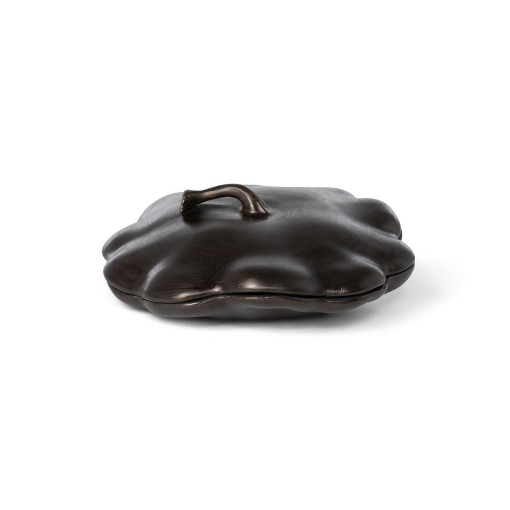 Bronze Lidded Ceramic Pumpkin Bowl, Small. Picture 2