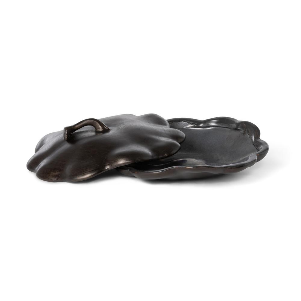 Bronze Lidded Ceramic Pumpkin Bowl, Small. Picture 3