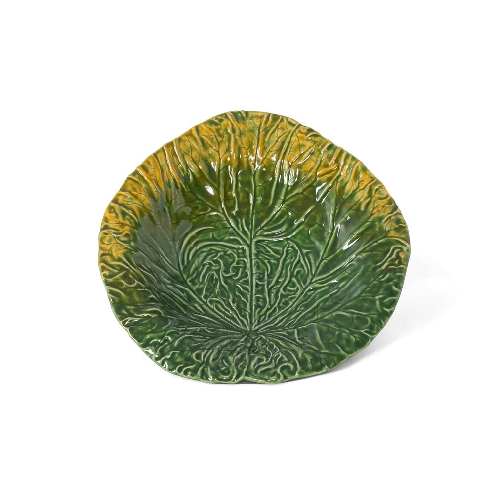 Green Cabbage Leaf Ceramic Charger, 14in Dia.. Picture 2