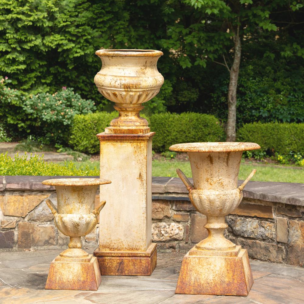 Fluted Metal Urn w/ Pedestal, Large. Picture 2