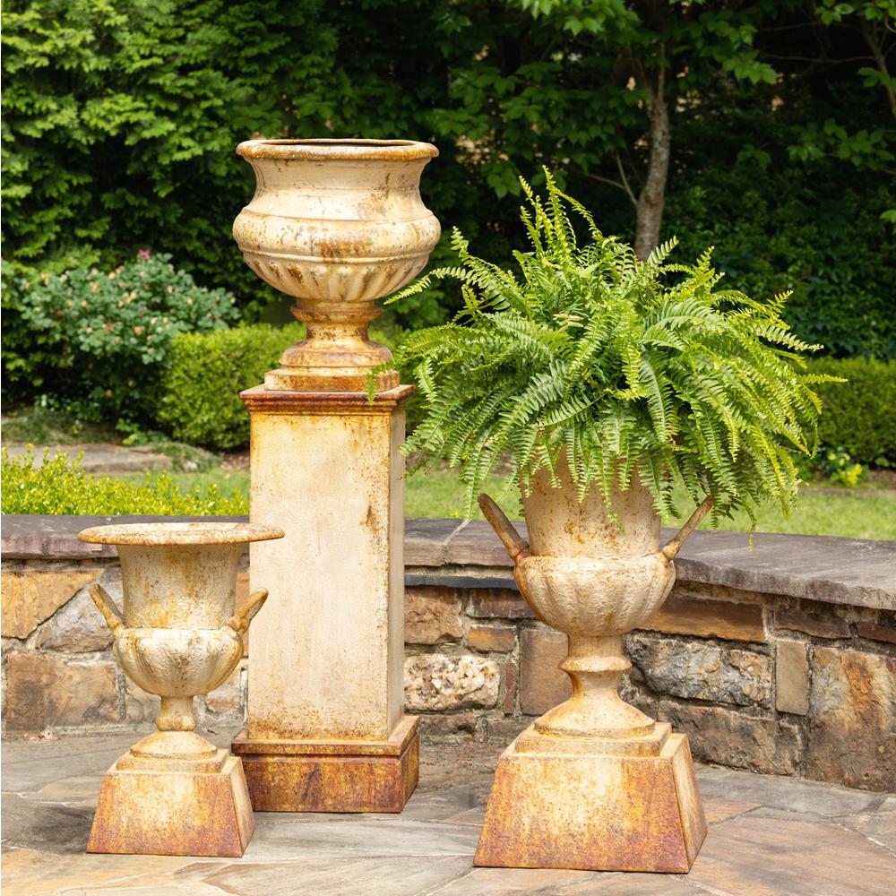Fluted Metal Urn w/ Pedestal, Large. Picture 6