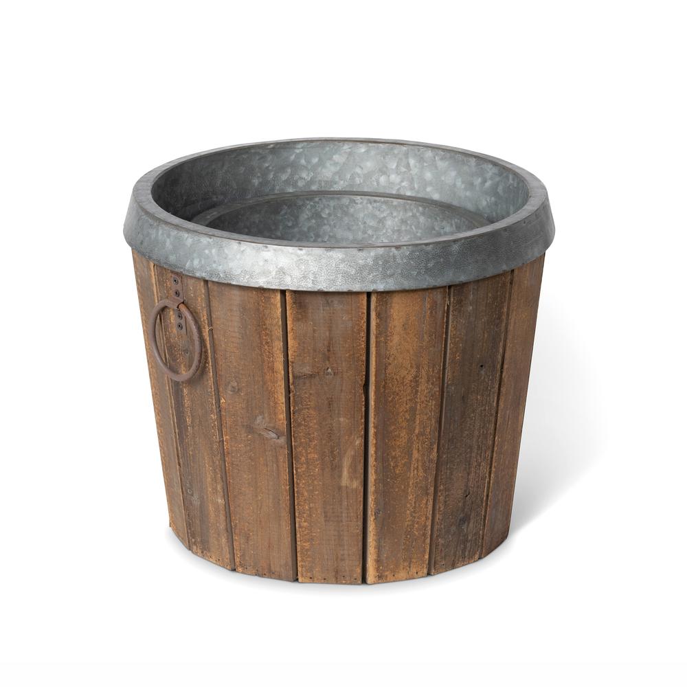 Galvanized Lined Wooden Planters, Set of 2. Picture 4