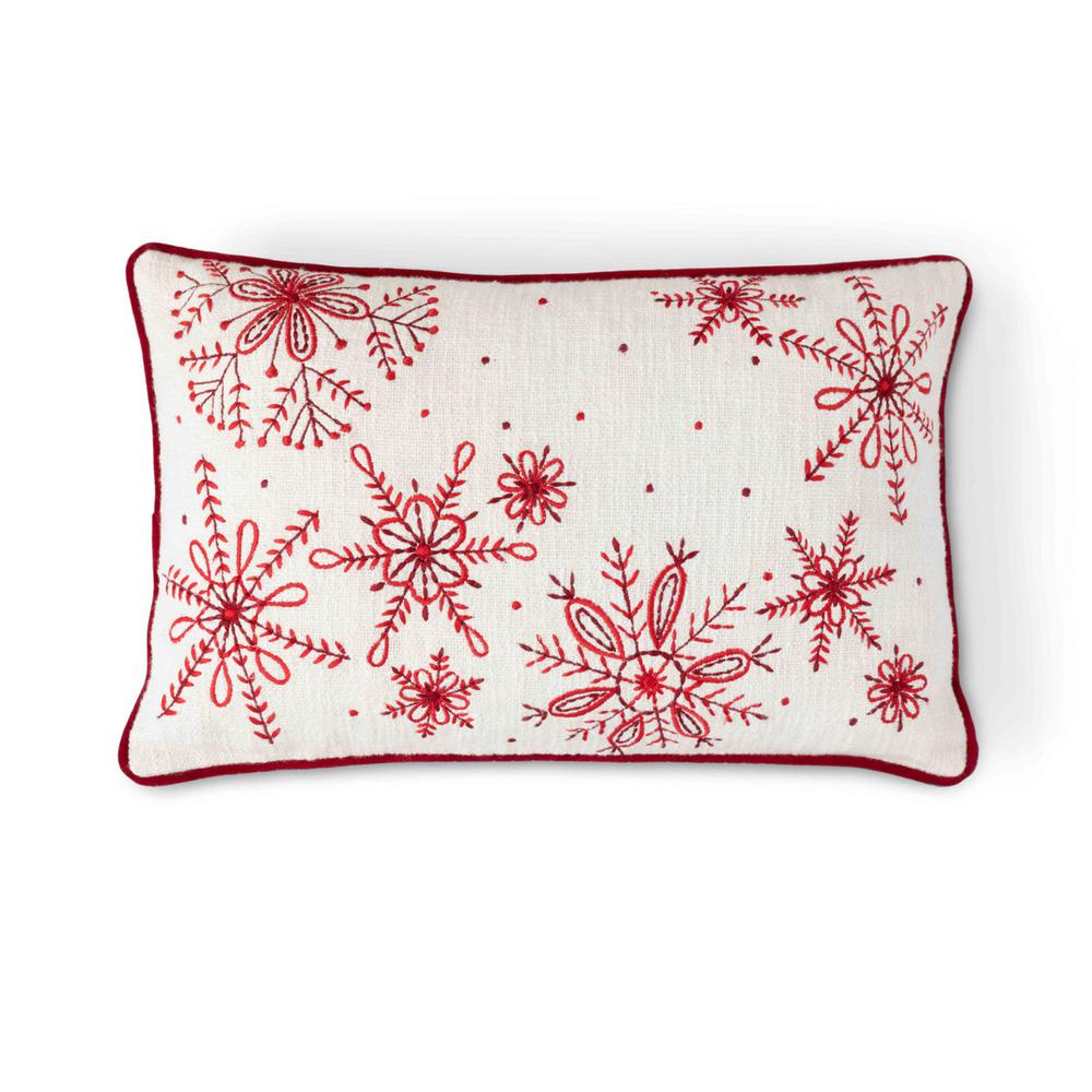 Snowflake Embroidered Cotton Pillow. Picture 1