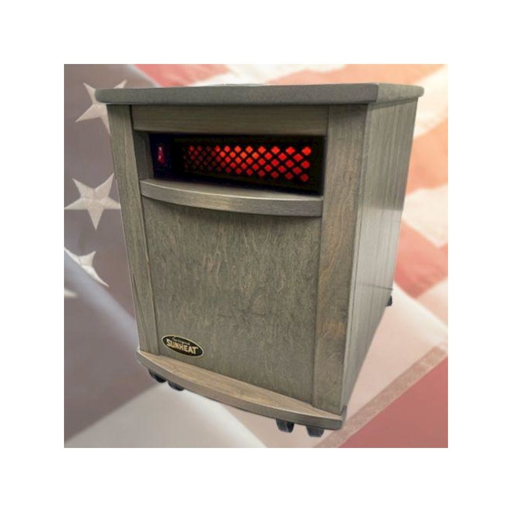 Original SUNHEAT Amish Hand Crafted Infrared Heater - Driftwood Maple. Picture 1