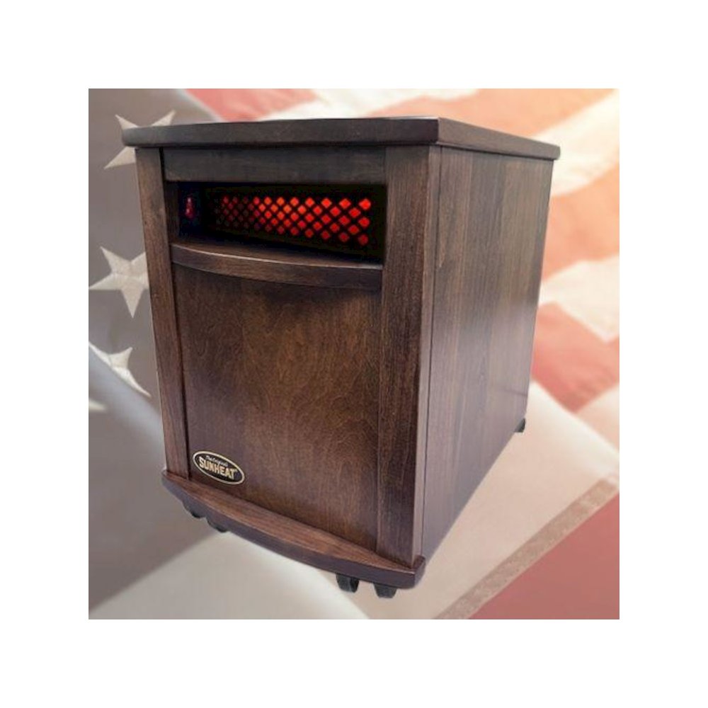 Original SUNHEAT Amish Hand Crafted Infrared Heater - Fireside Mocha Oak. Picture 1