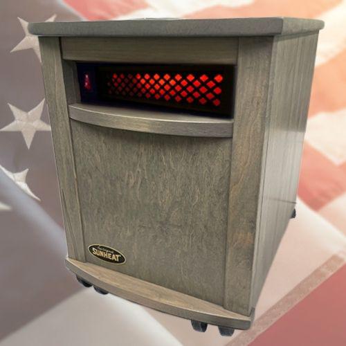 Original SUNHEAT Amish Hand Crafted Infrared Heater - Driftwood Maple. Picture 1