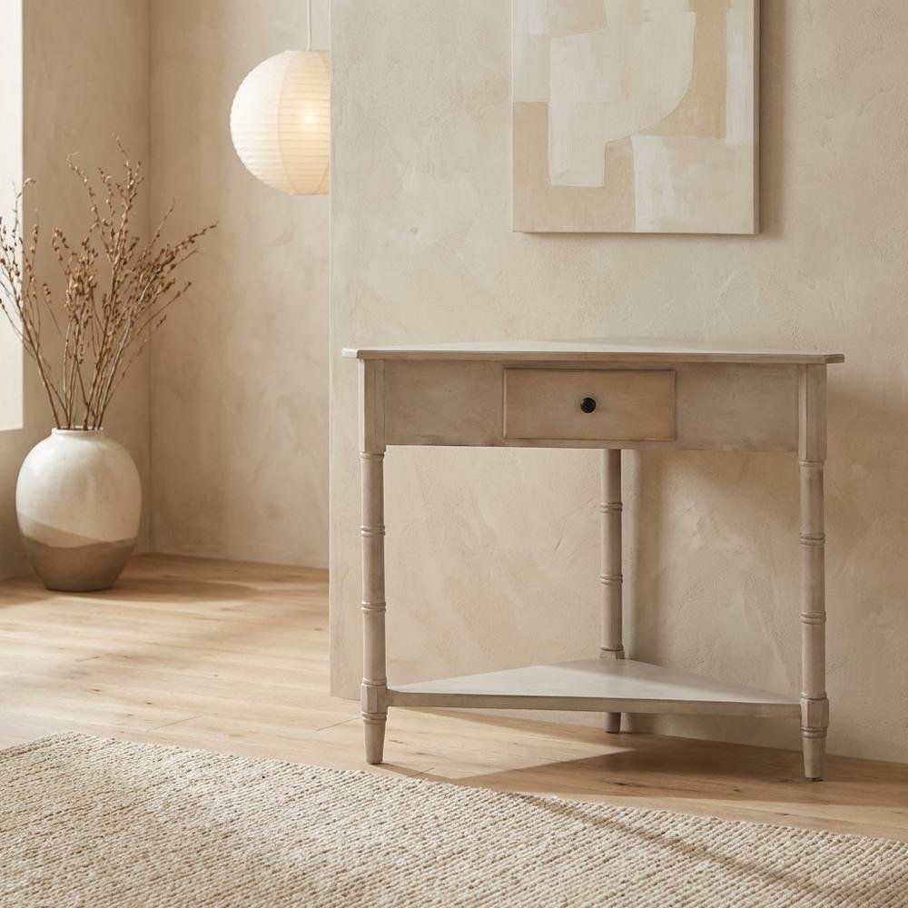 Corner Table with Storage Drawer in Modern Design for Compact Living. Picture 3