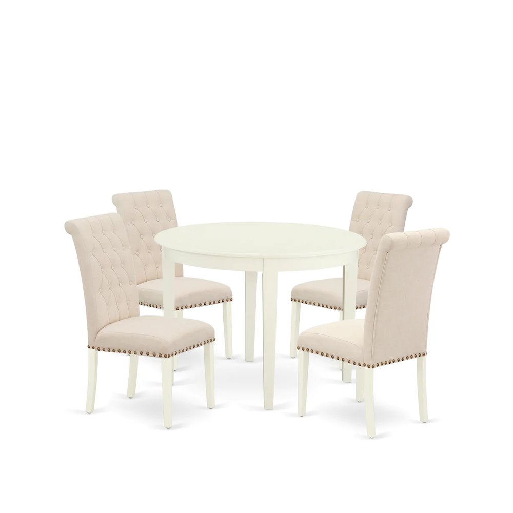 Dining Room Set Linen White, BOBR5-WHI-02. Picture 1