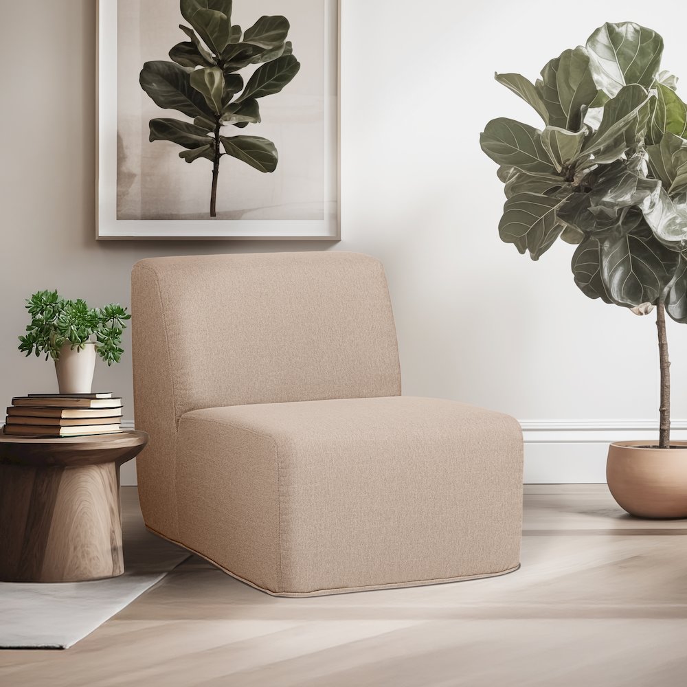 Brown Compressed Foam Armless Sectional Sofa Chair. Picture 10