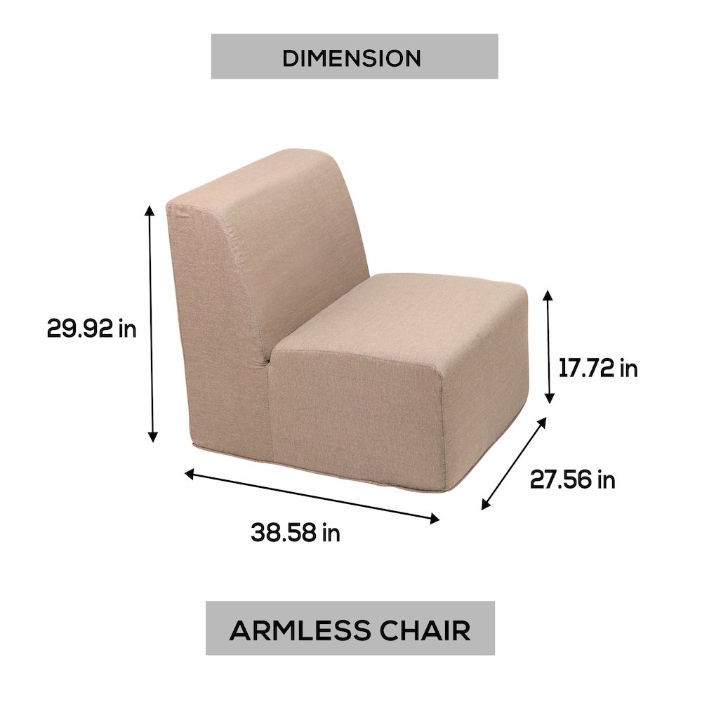 Brown Compressed Foam Armless Sectional Sofa Chair. Picture 2