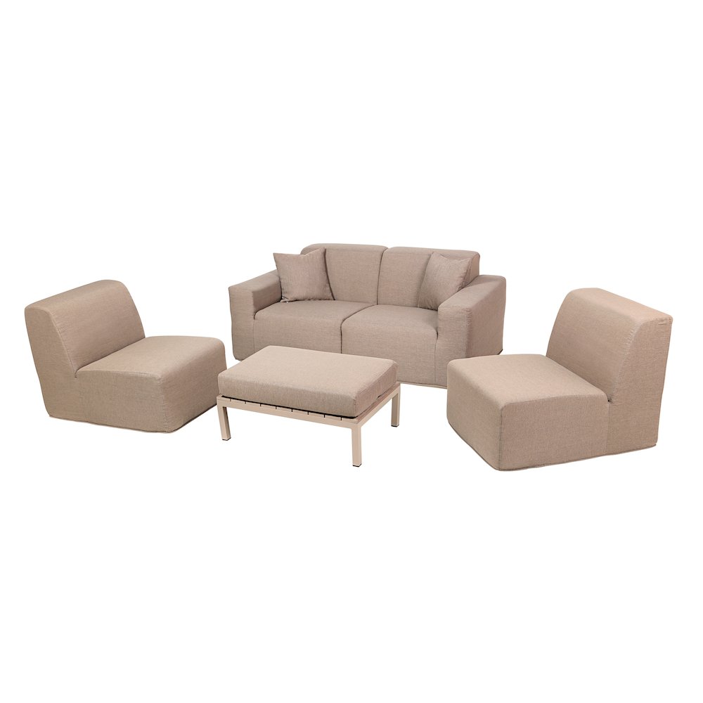 4 Place Seating  Brown Compressed Foam Sectional Sofa and Ottoman Set. Picture 6