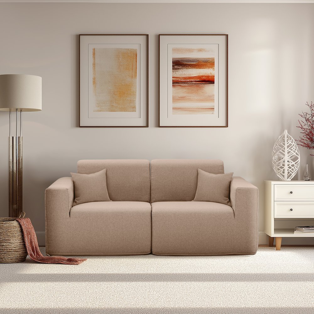 2 Place Seating  Brown Compressed Foam Sectional Sofa. Picture 11