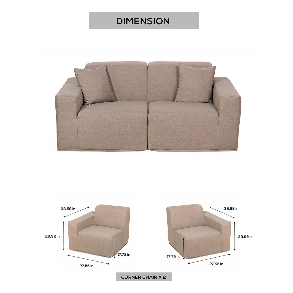 2 Place Seating  Brown Compressed Foam Sectional Sofa. Picture 2