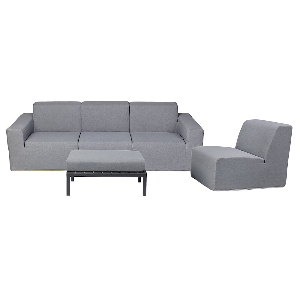 4 Place Seating  Gray Compressed Foam Sectional Sofa and Ottoman Set. Picture 14