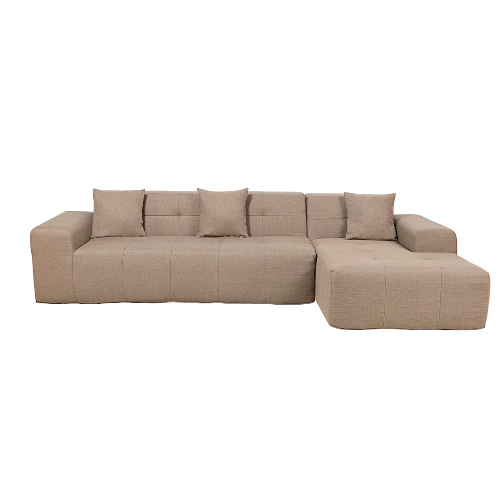 3 Piece Brown Compressed Foam Sectional Sofa Lounger and Table Set. Picture 4
