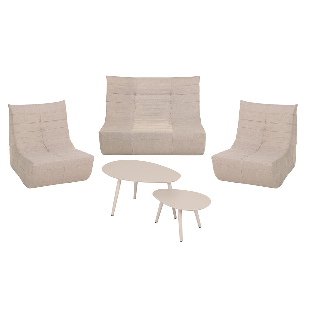 5 Piece Beige Compressed Foam Loveseat Sofa Chairs and Table Set. Picture 13