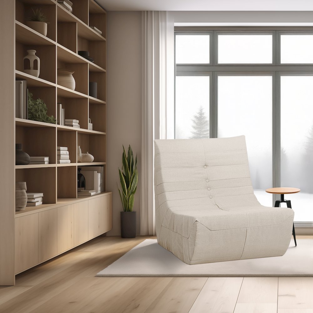 Beige Compressed Foam Chair. Picture 2