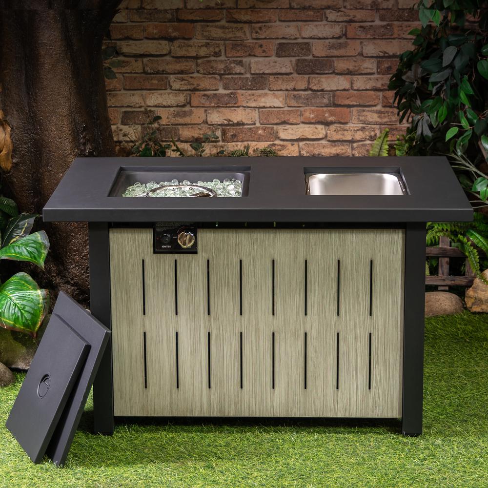 42 Inch Rectangular Outdoor 50,000 BTU Propane Firetable with Ice Bucket. Picture 8
