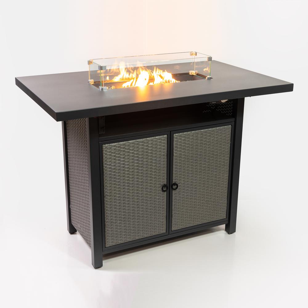 55 Inch Outdoor Rectangular 40,000 BTU Propane Barstool Firetable. Picture 3