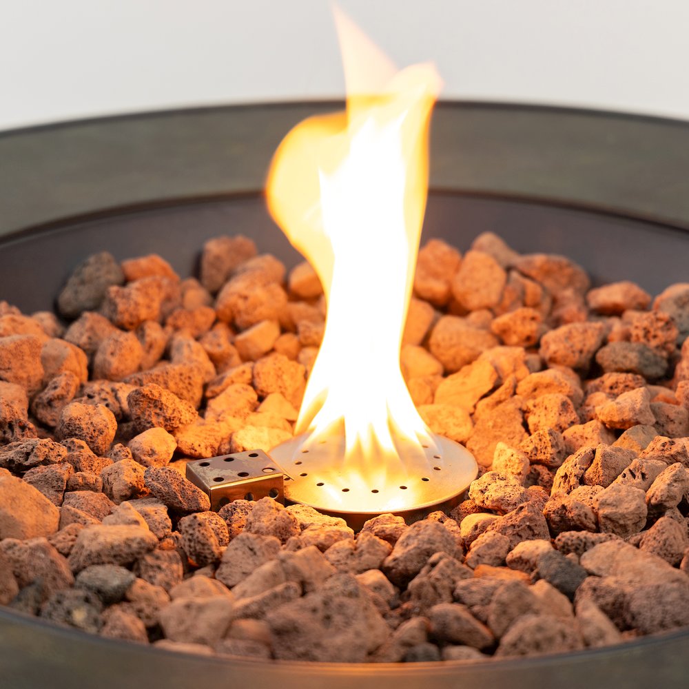 Round Outdoor Propane Gas Fire Pit Table 8,000 BTU Propane with Lava Rock Filler. Picture 4