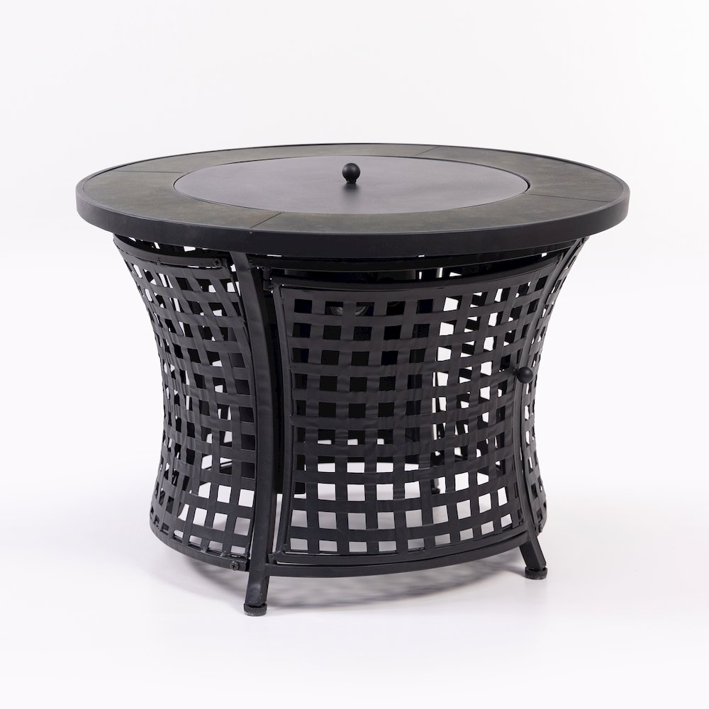 Round Outdoor Propane Gas Fire Pit Table 8,000 BTU Propane with Lava Rock Filler. Picture 1