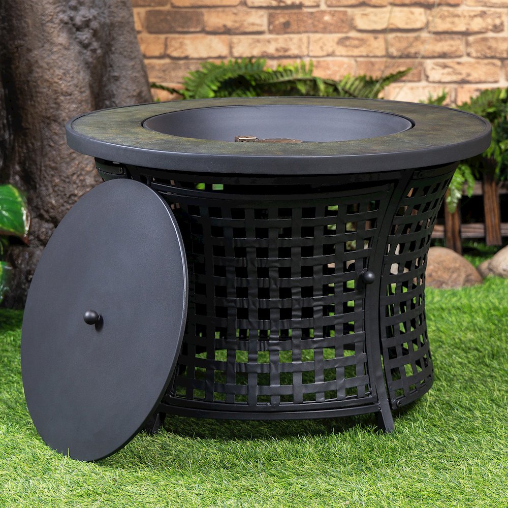 Round Outdoor Propane Gas Fire Pit Table 8,000 BTU Propane with Lava Rock Filler. Picture 8