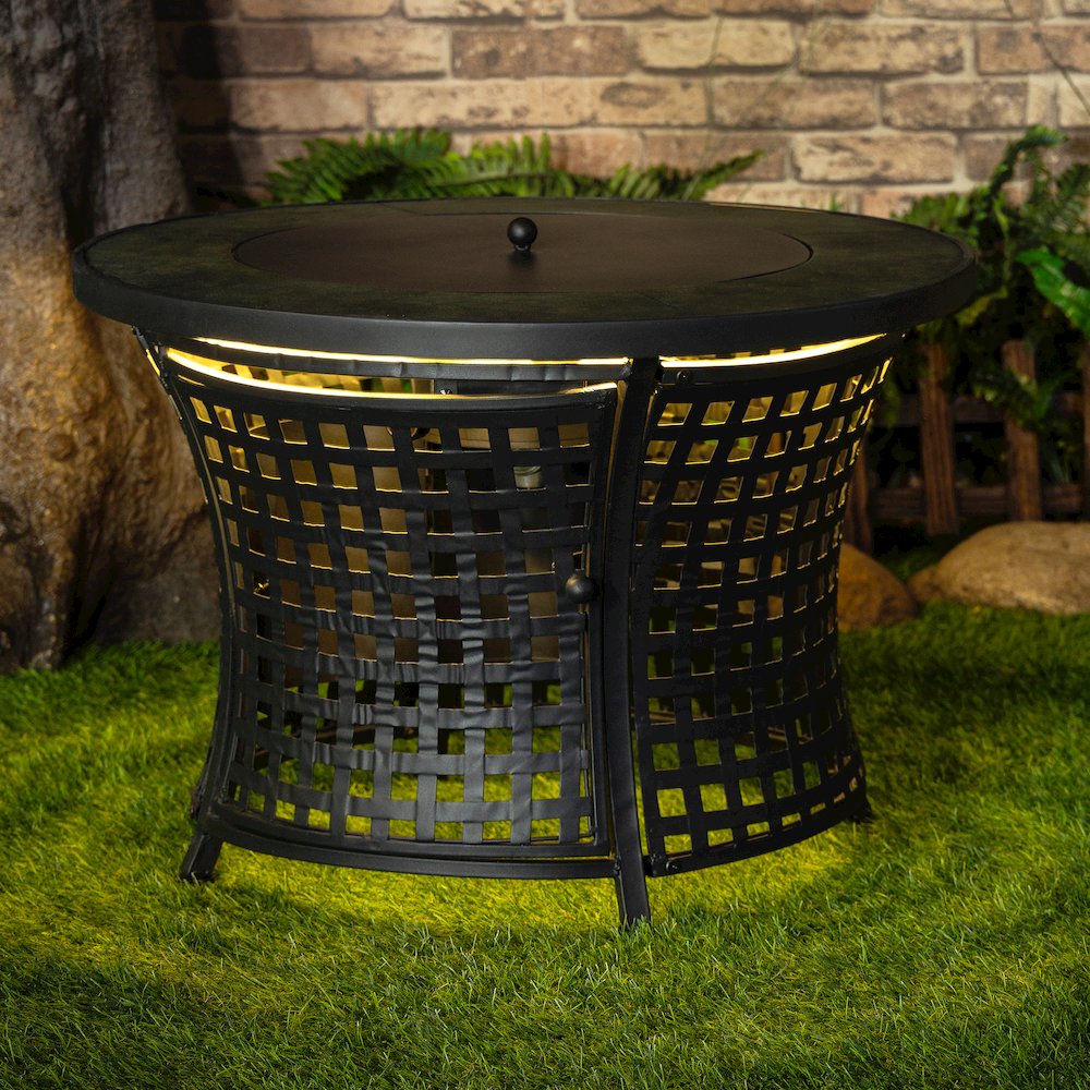 Round Outdoor Propane Gas Fire Pit Table 8,000 BTU Propane with Lava Rock Filler. Picture 9