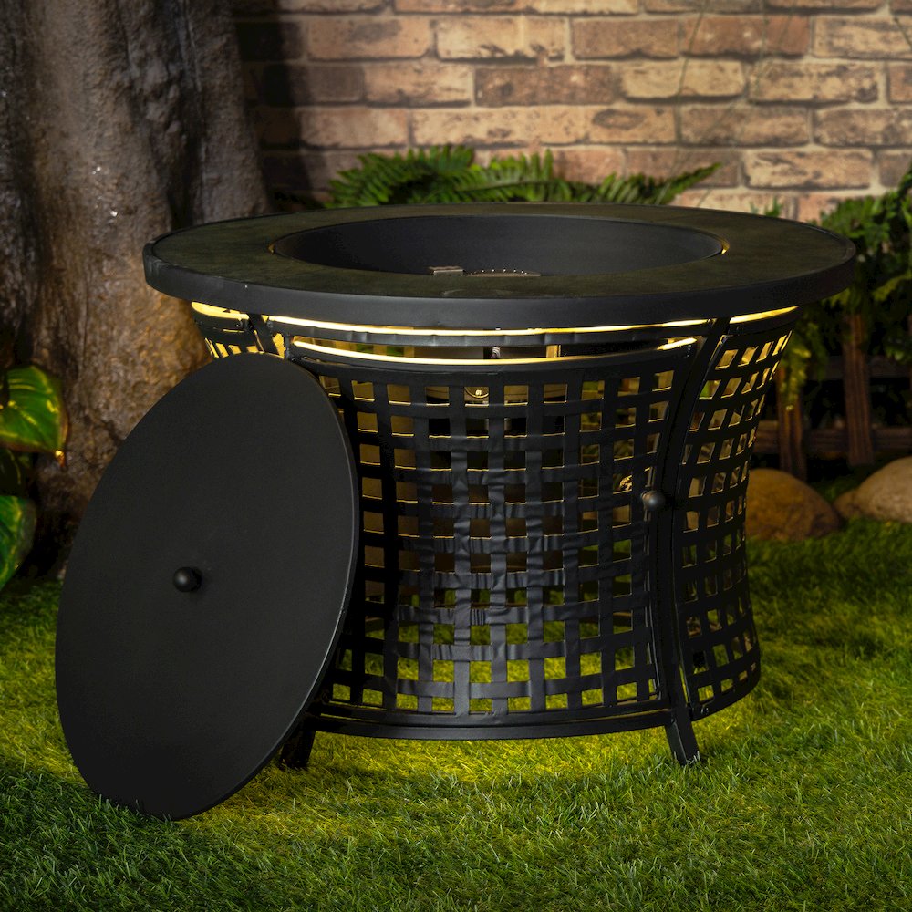 Round Outdoor Propane Gas Fire Pit Table 8,000 BTU Propane with Lava Rock Filler. Picture 12
