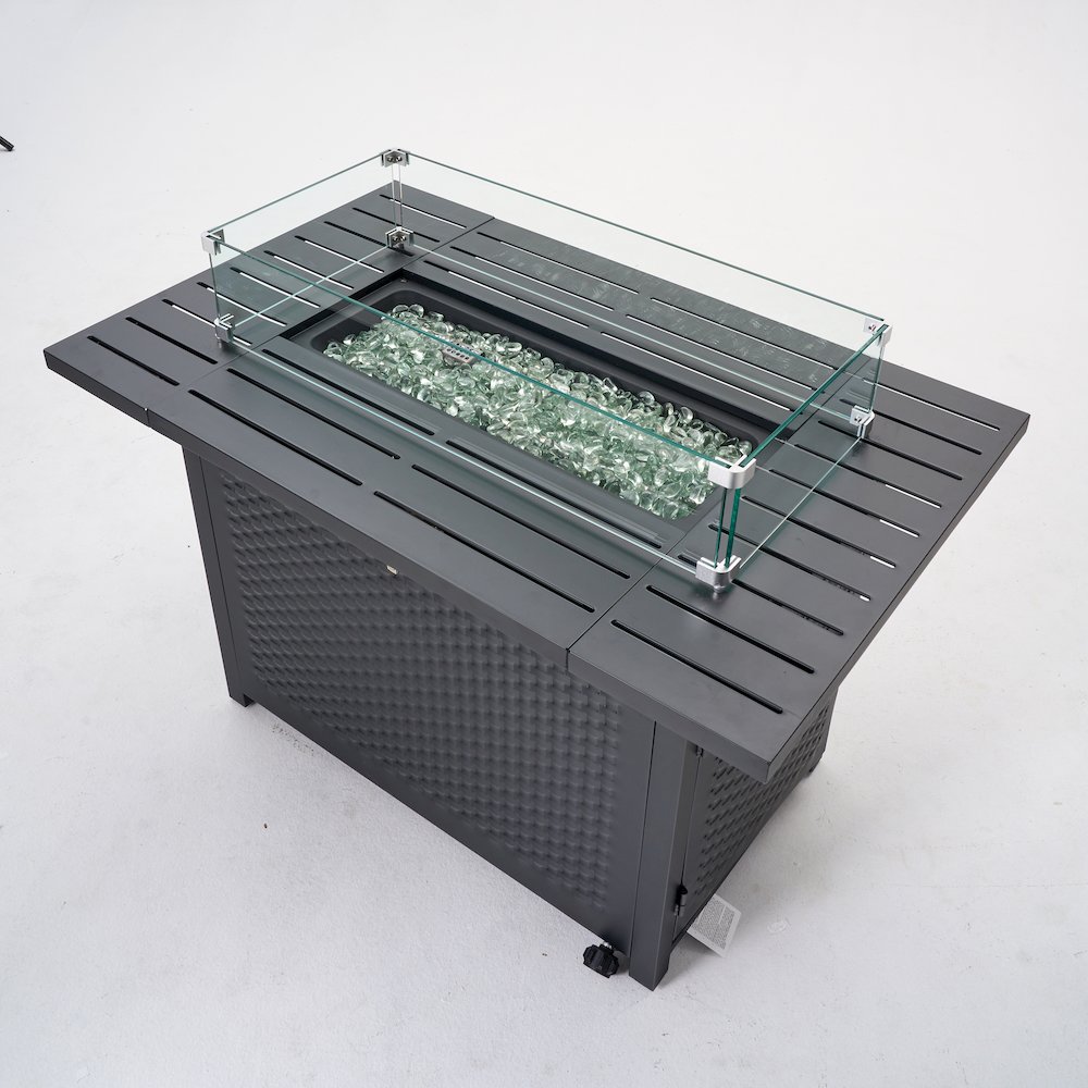 Rectangular Outdoor Propane Gas Fire Pit Table 50,000 BTU Propane. Picture 2