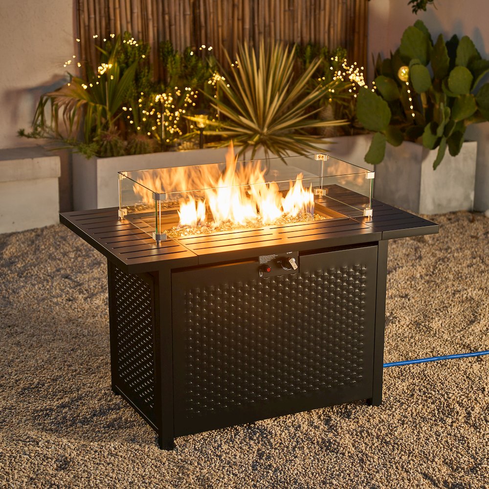 Rectangular Outdoor Propane Gas Fire Pit Table 50,000 BTU Propane. Picture 10