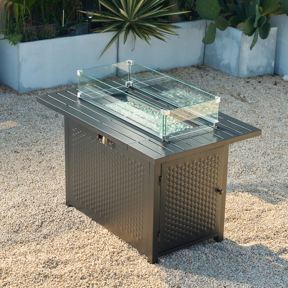 Rectangular Outdoor Propane Gas Fire Pit Table 50,000 BTU Propane. Picture 12
