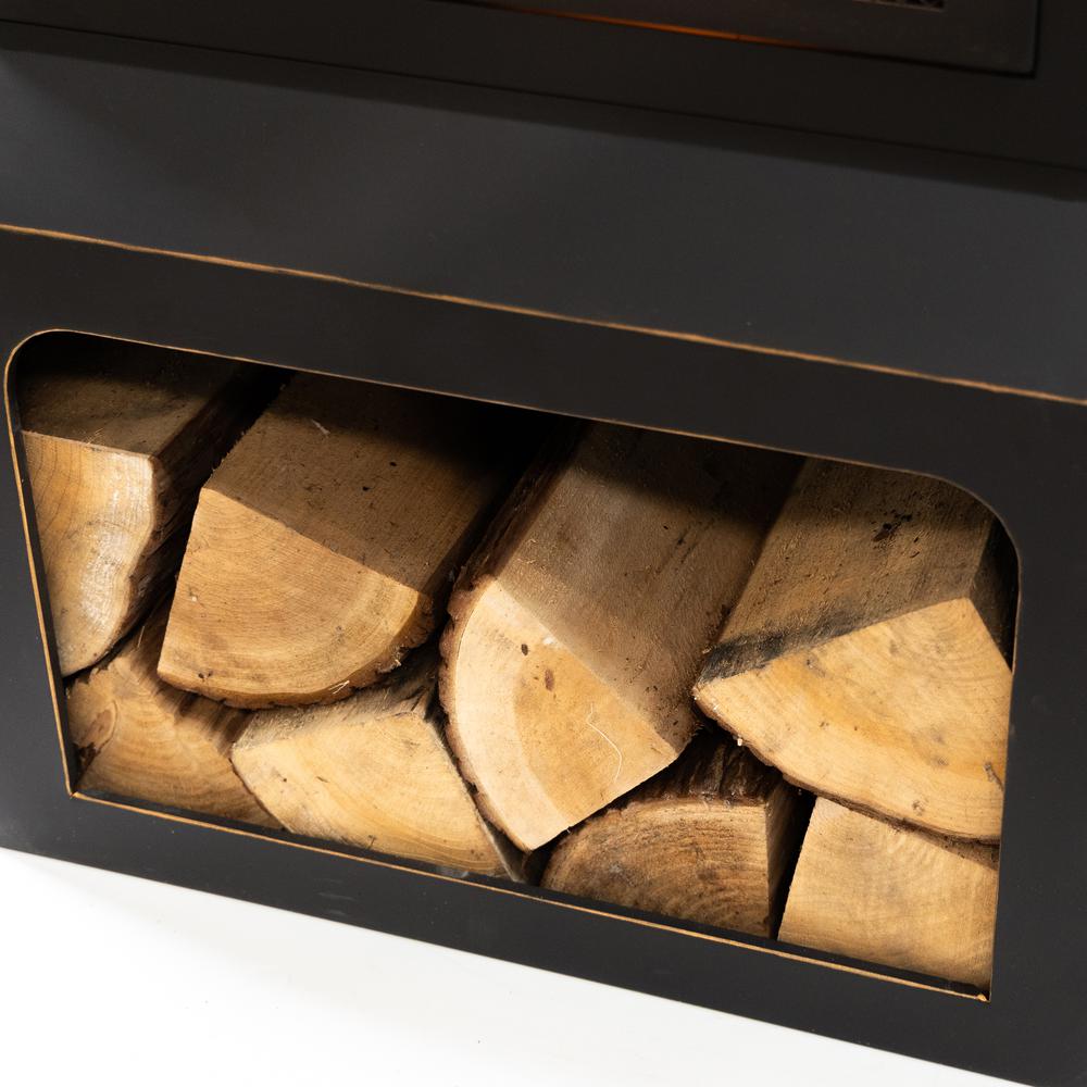 26" Square Outdoor Steel Woodburning Fireplace with Cooking Grill. Picture 6