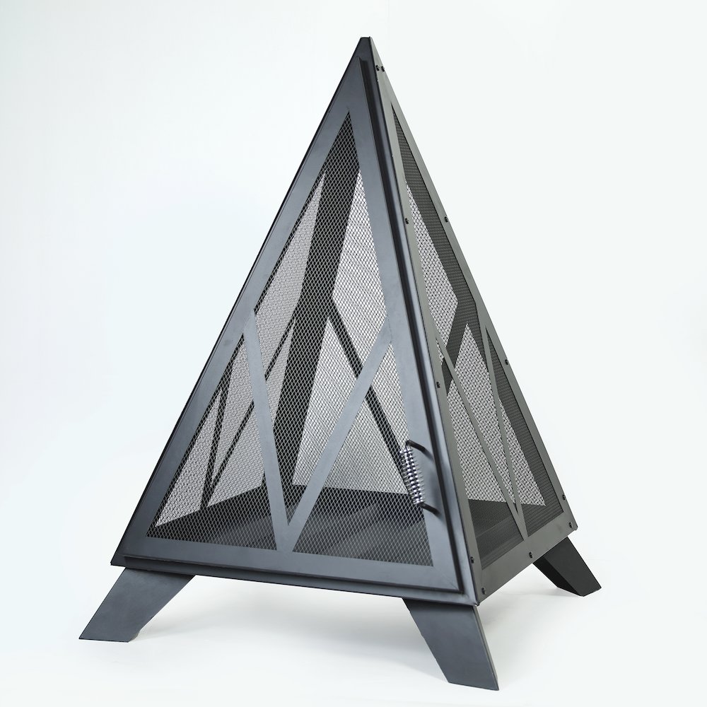Outdoor Steel Pyramid Wood Burning Fire Pit. Picture 3