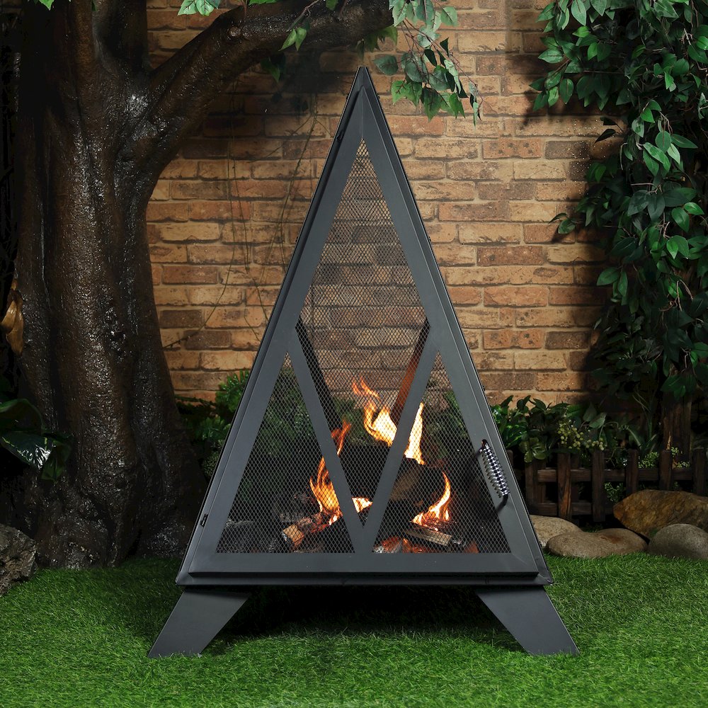 Outdoor Steel Pyramid Wood Burning Fire Pit. Picture 2