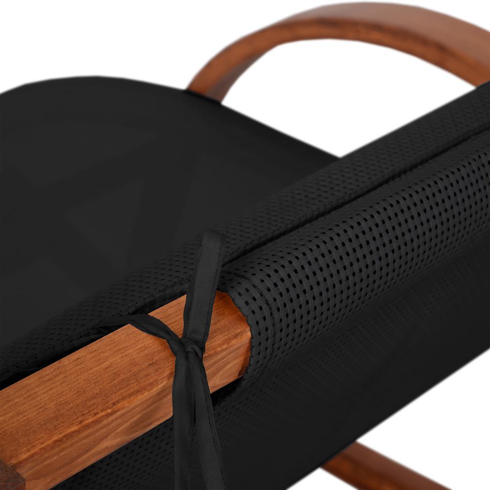 Outdoor Cedar Wood Patio Lounge Daybed with Black Textilene Fabric & Canopy. Picture 8
