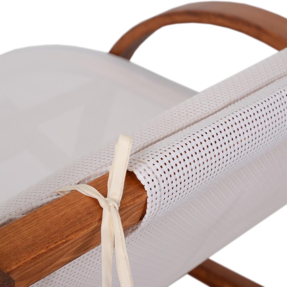Outdoor Cedar Wood Patio Lounge Daybed with White Textilene Fabric & Canopy. Picture 3