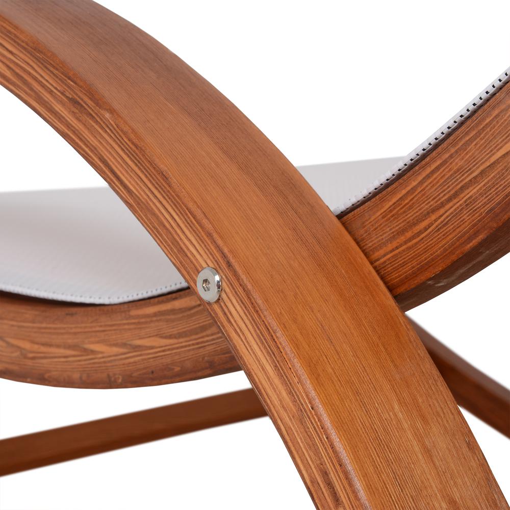 Outdoor Cedar Wood Patio Lounge Daybed with White Textilene Fabric & Canopy. Picture 5