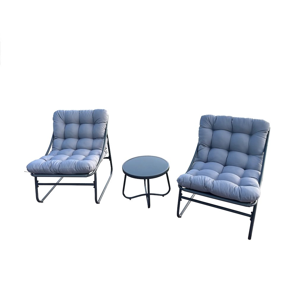Outdoor Modular Bistro Set with Gray Cushion Set. Picture 1