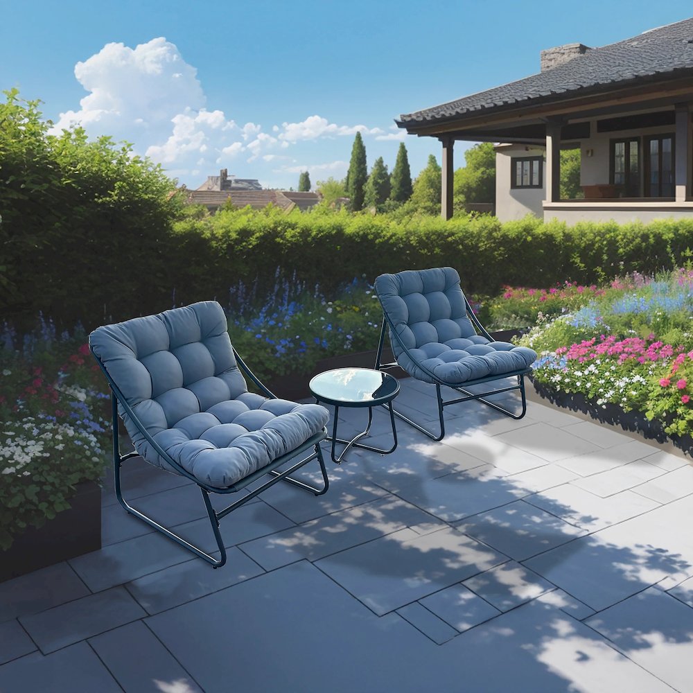 Outdoor Modular Bistro Set with Gray Cushion Set. Picture 4