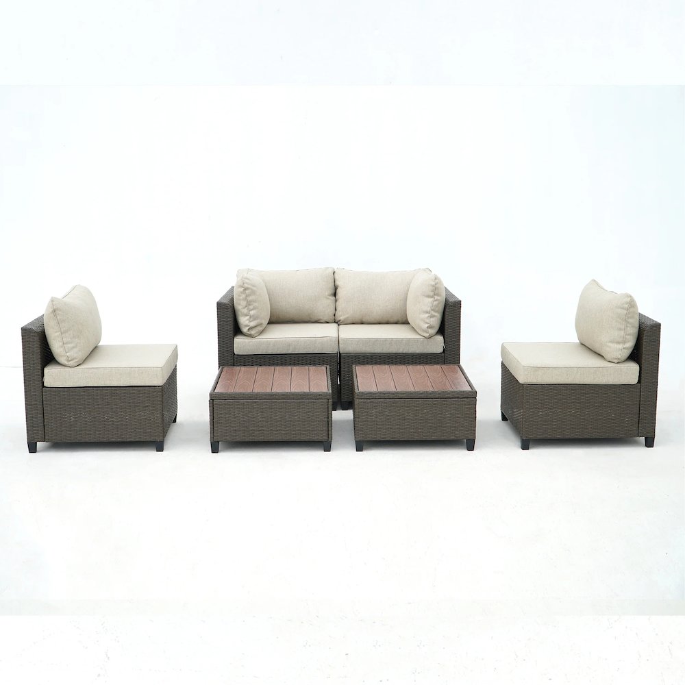 8 Piece Brown Outdoor Sectional Wicker Sofa Chairs and Tables. Picture 1