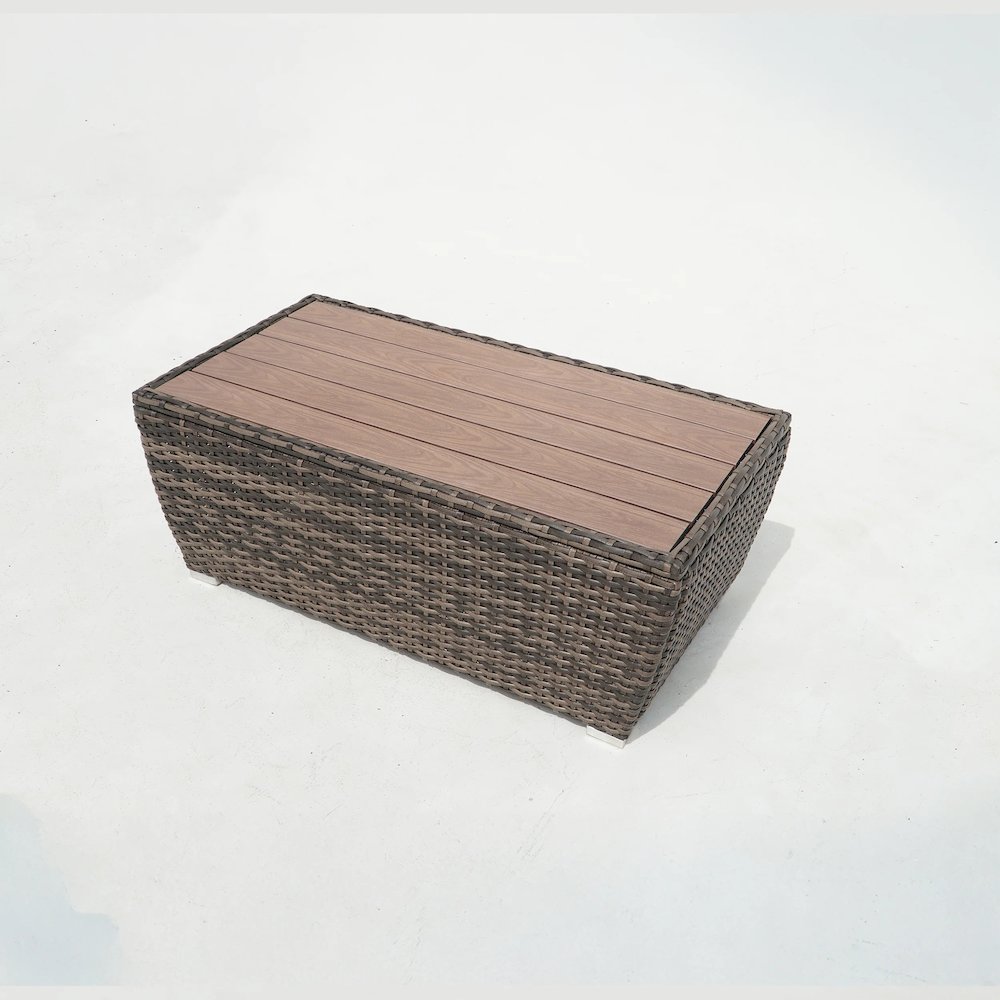 5 Place Seating Brown Outdoor Wicker Sofa and Sofa Chair Set with Table. Picture 4