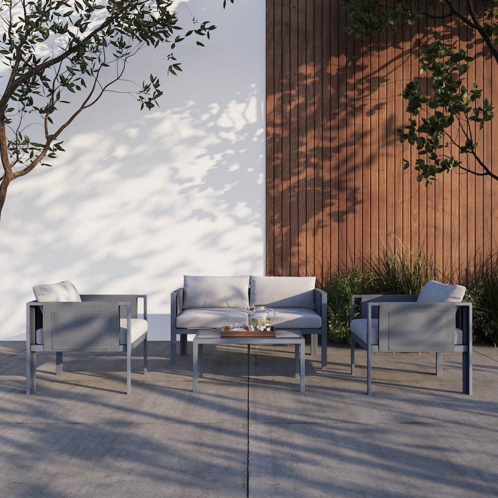 4 Place Seating Outdoor Gray Sofa and Table Set. Picture 7