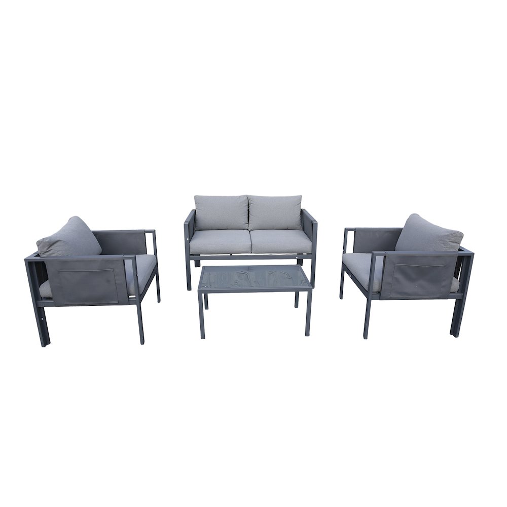 4 Place Seating Outdoor Gray Sofa and Table Set. Picture 2