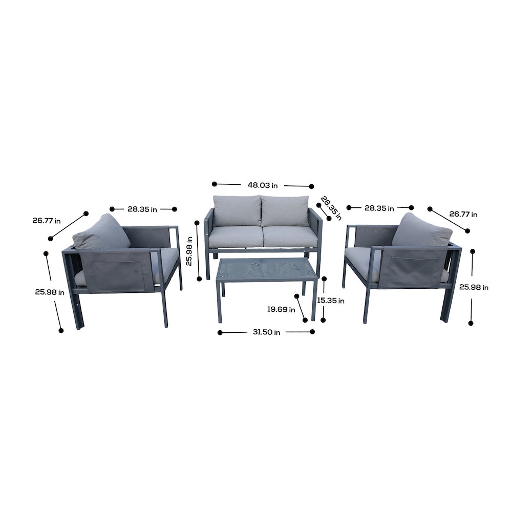 4 Place Seating Outdoor Gray Sofa and Table Set. Picture 5