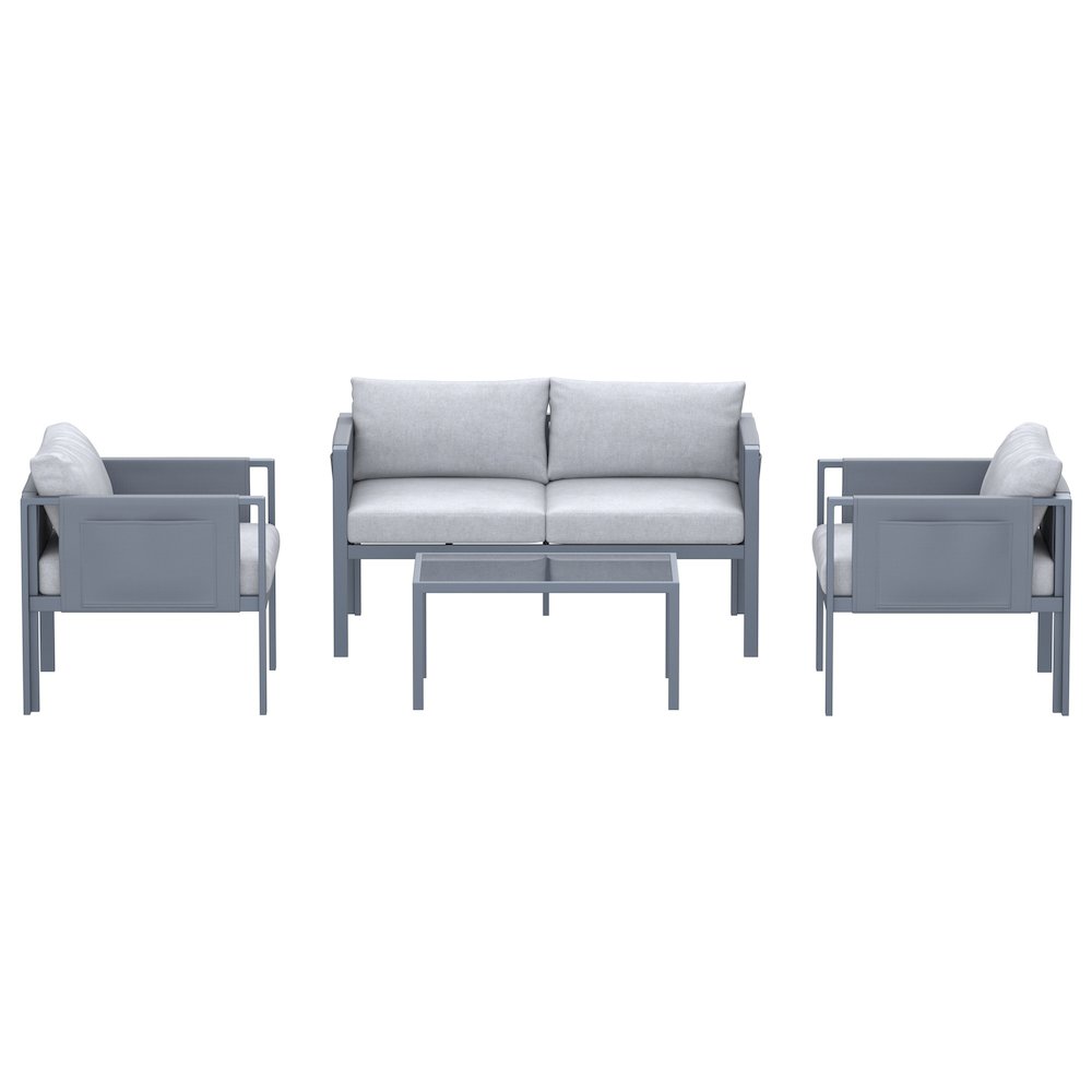 4 Place Seating Outdoor Gray Sofa and Table Set. Picture 3
