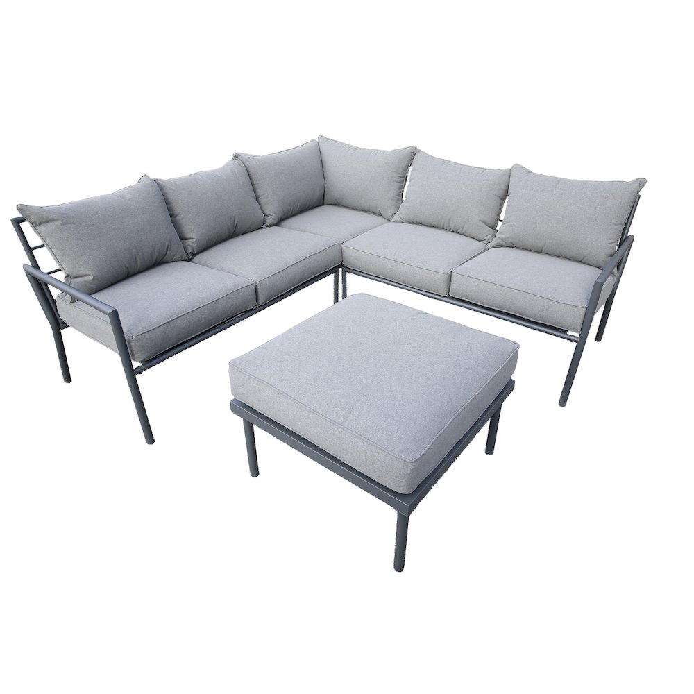 5 Place Seating Outdoor Gray Sofa and Ottoman Set. Picture 1