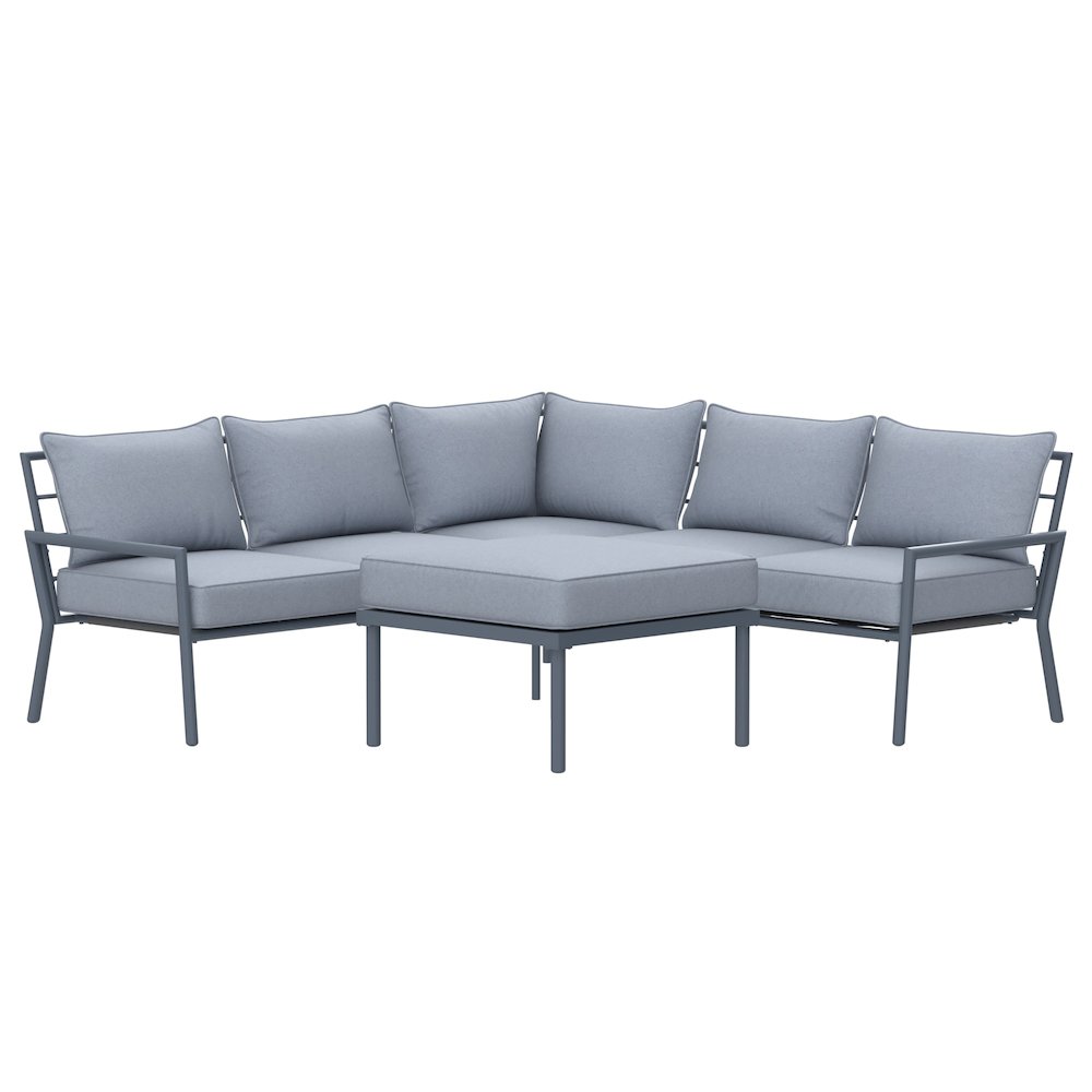 5 Place Seating Outdoor Gray Sofa and Ottoman Set. Picture 2