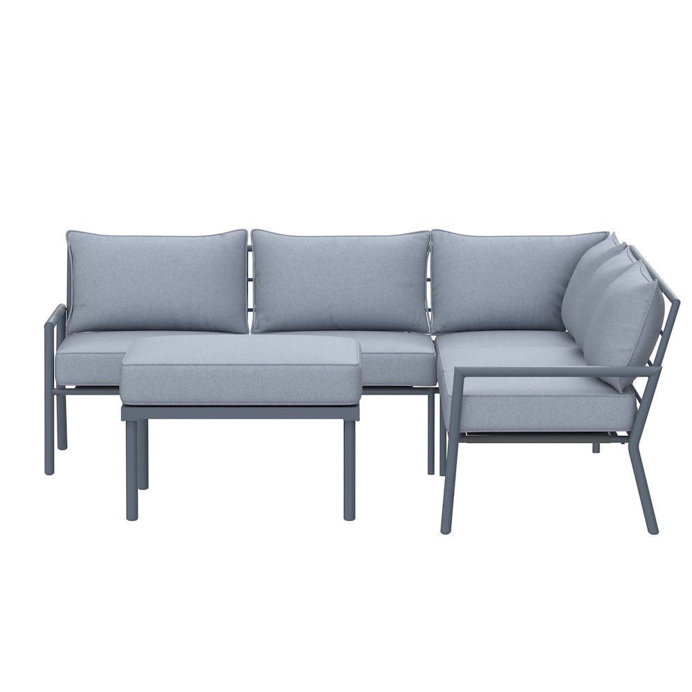 5 Place Seating Outdoor Gray Sofa and Ottoman Set. Picture 4