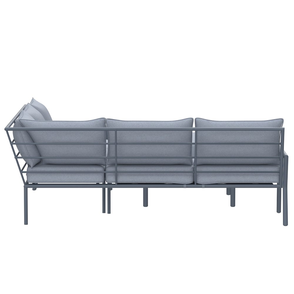 5 Place Seating Outdoor Gray Sofa and Ottoman Set. Picture 7